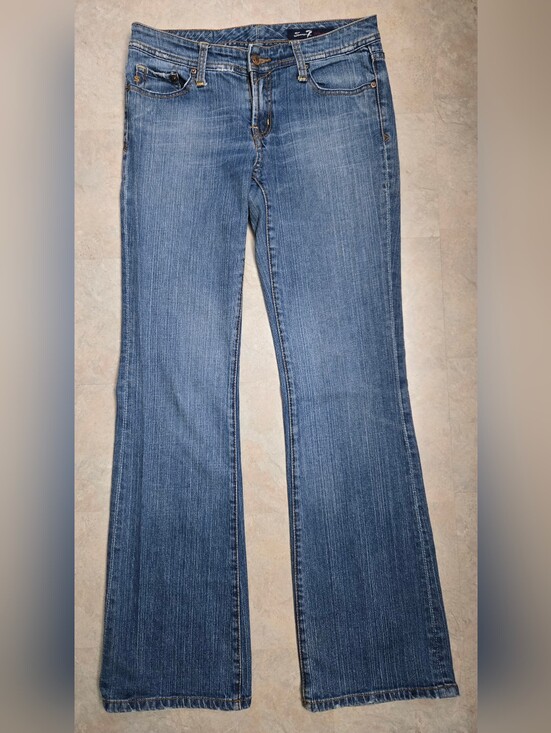 Seven7 Denim - Seven7 Vintage Premium Flare Pink Stiched Pocket Denim Jeans Y2K Size 30